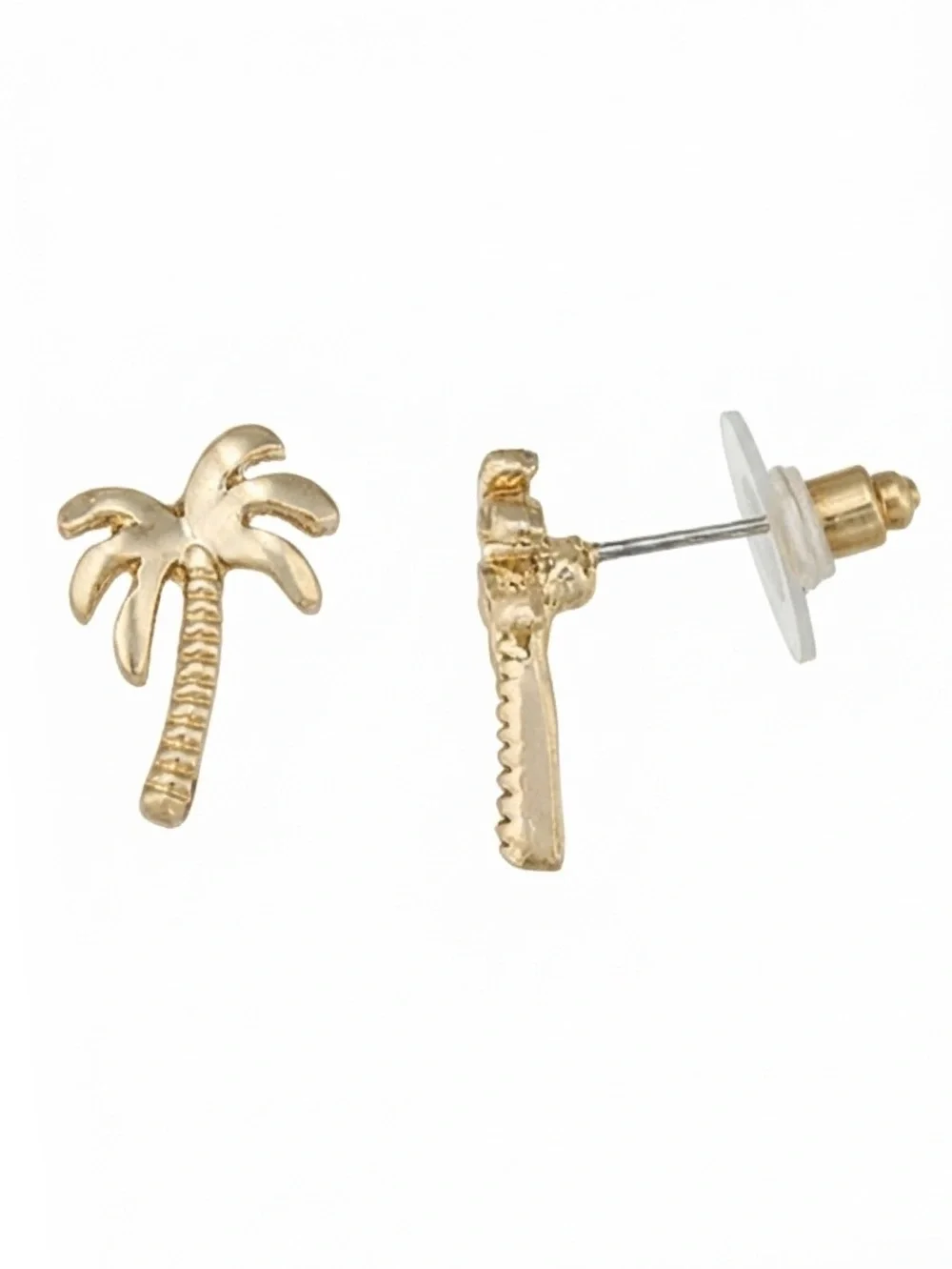 Palm Tree Gold Tone Stud Earrings (NWT)